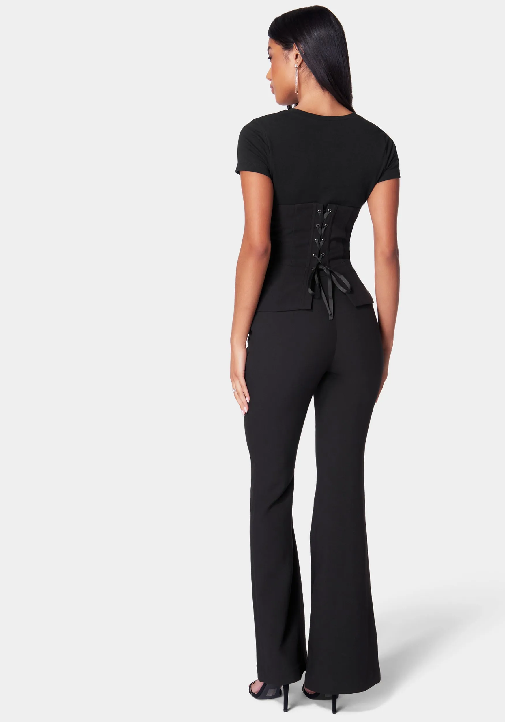 High Waist Rhinestone Detail Flared Pant sold by Bebe product image thumbnail 4