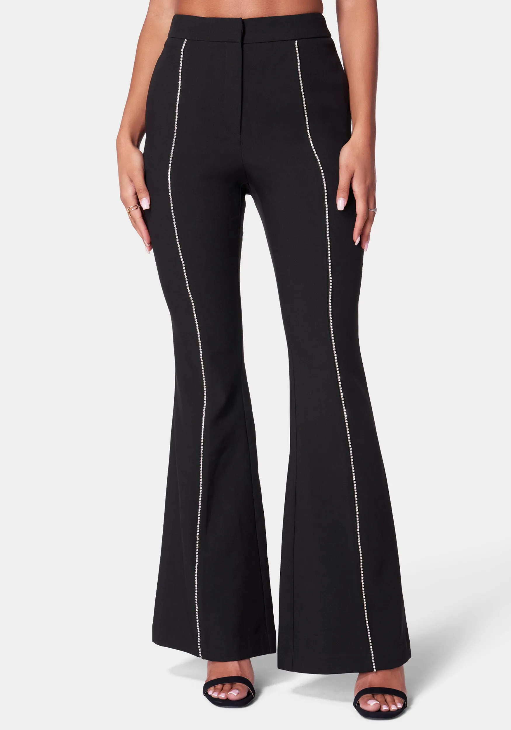 High Waist Rhinestone Detail Flared Pant sold by Bebe product image thumbnail 2