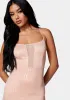 Vegan Leather Caged Mini Dress sold by Bebe