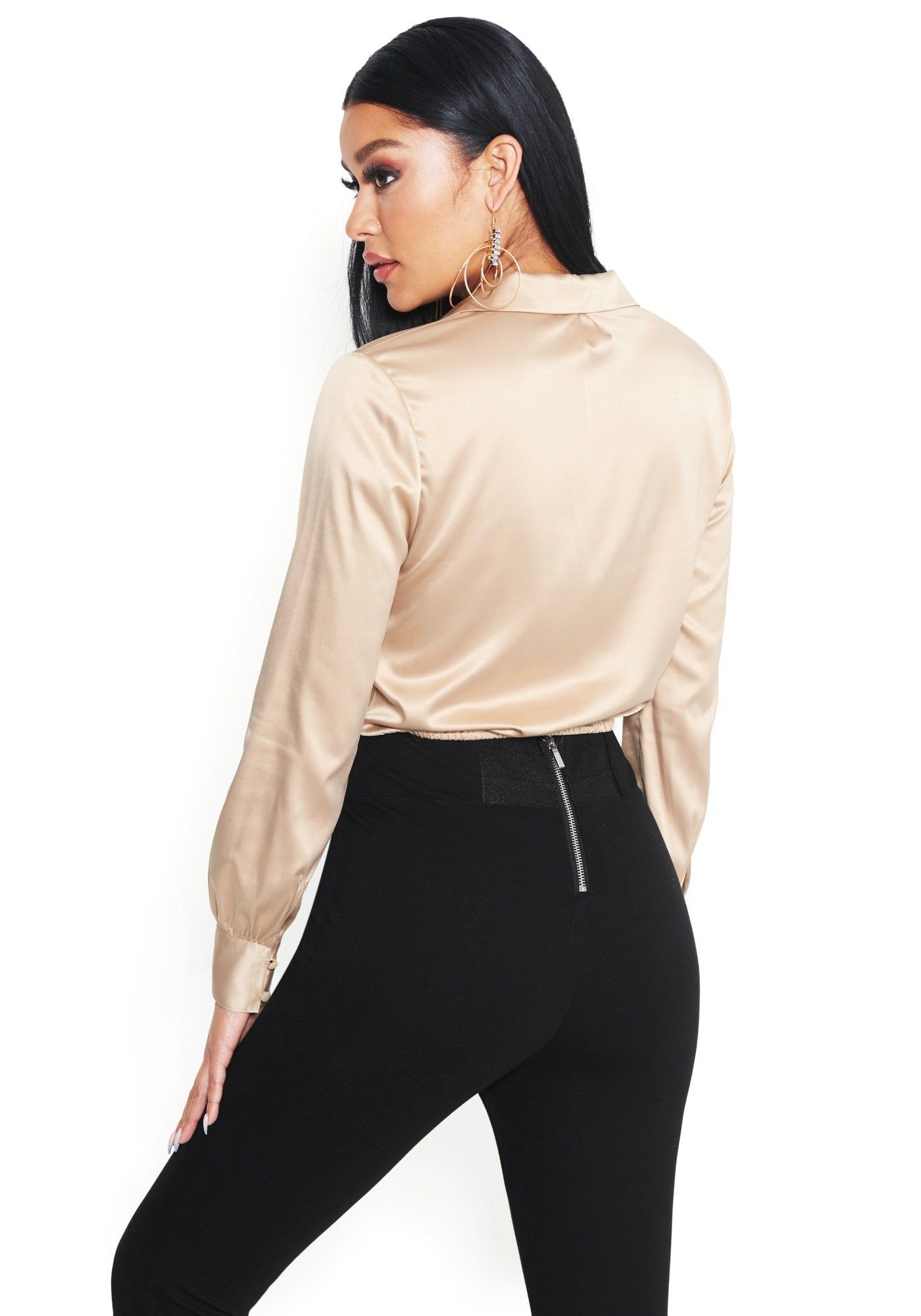 Charmeuse Tie Crop Top sold by Bebe product image thumbnail 3