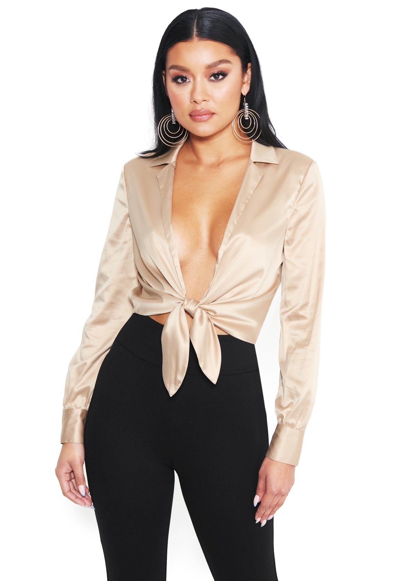 Charmeuse Tie Crop Top sold by Bebe