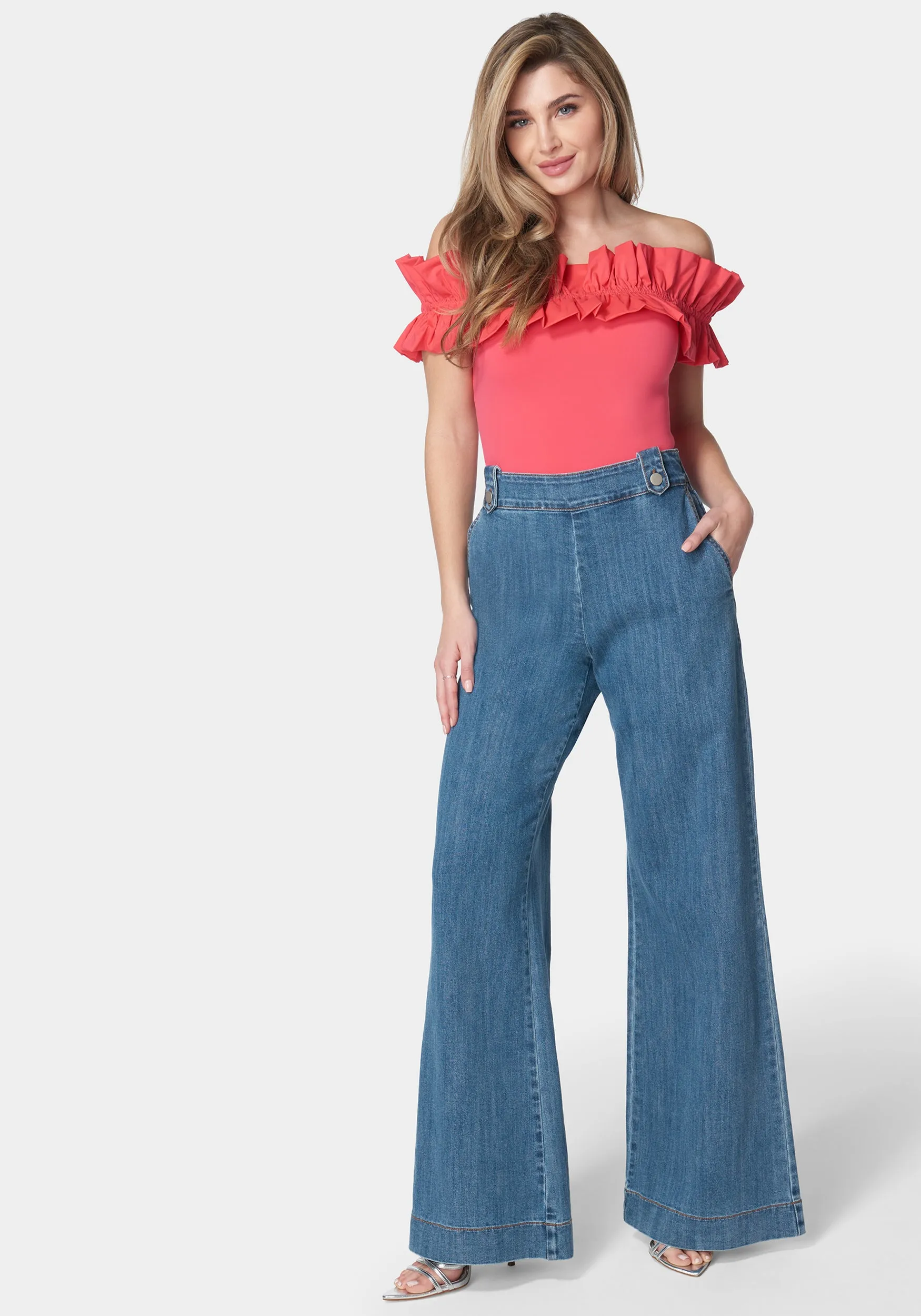 High Waist Ultra Wide Leg Light Weight Denim sold by Bebe product image thumbnail 2
