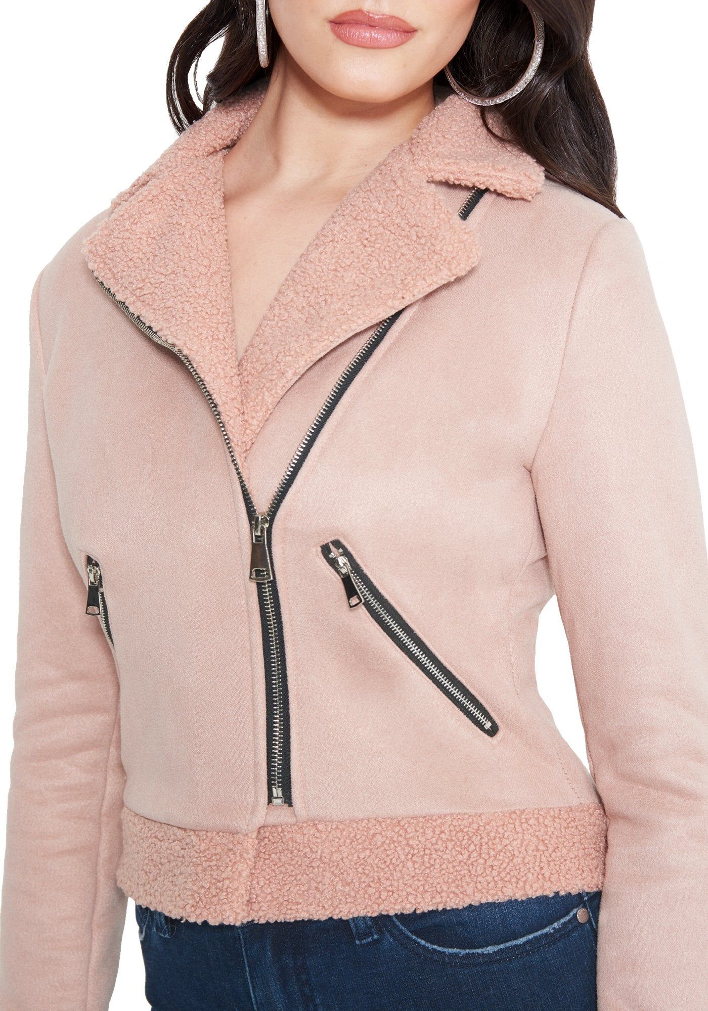 Faux Suede Sherpa Jacket sold by Bebe product image thumbnail 4