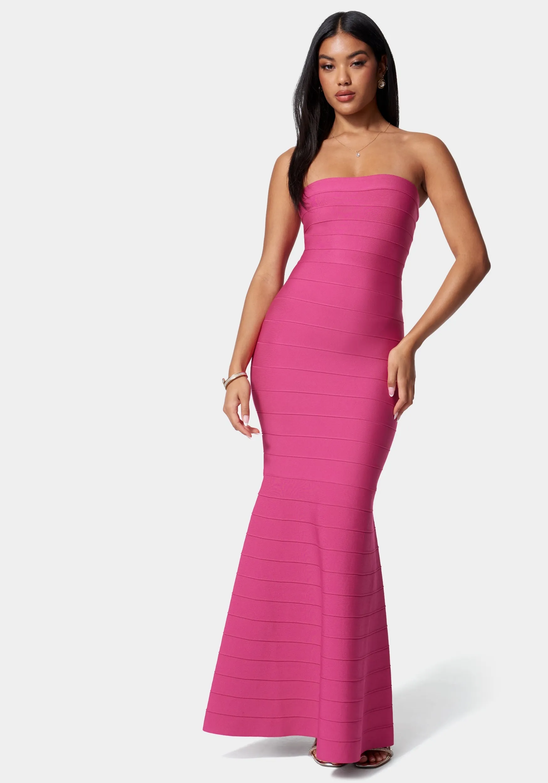 Luxe Bandage Strapless Gown sold by Bebe