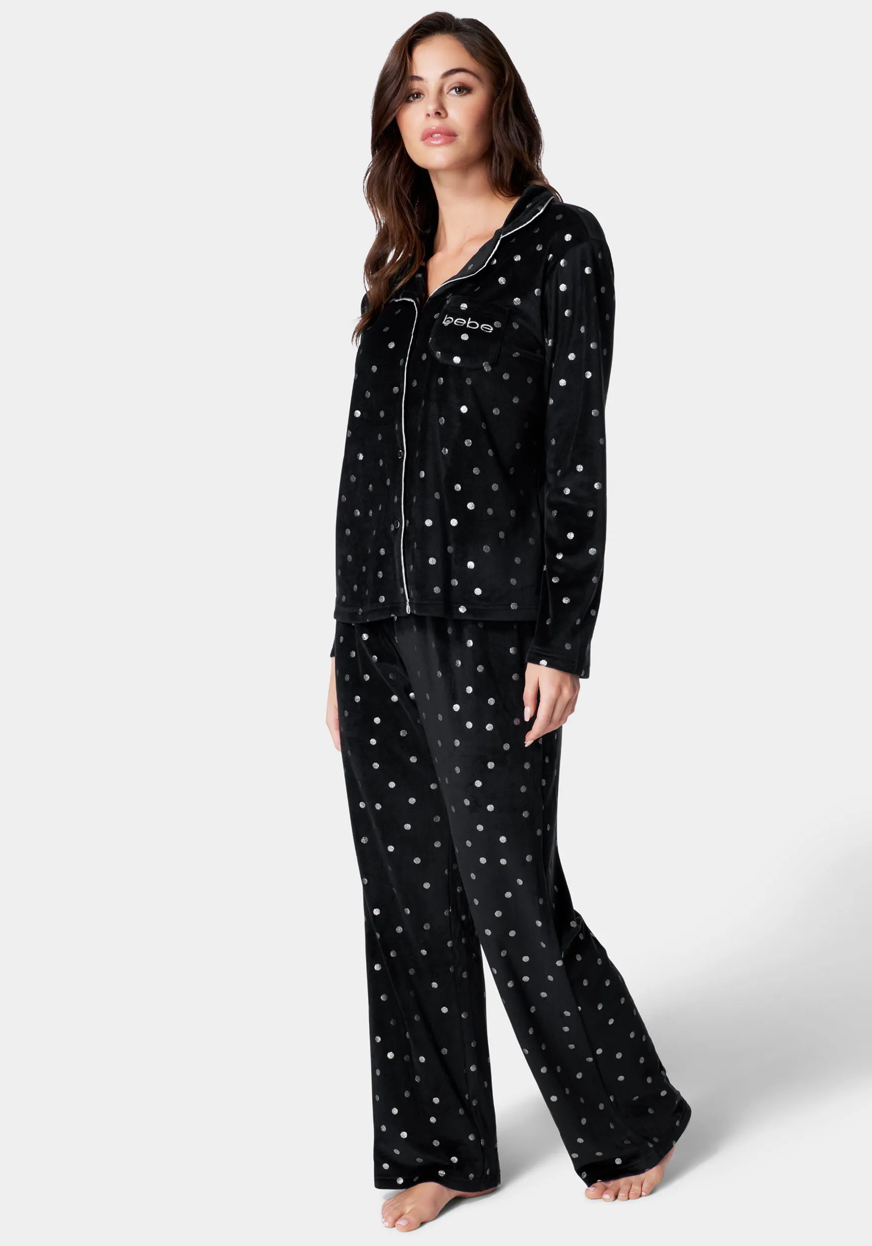 Silver Foil Plush Pajama Set sold by Bebe product image thumbnail 2