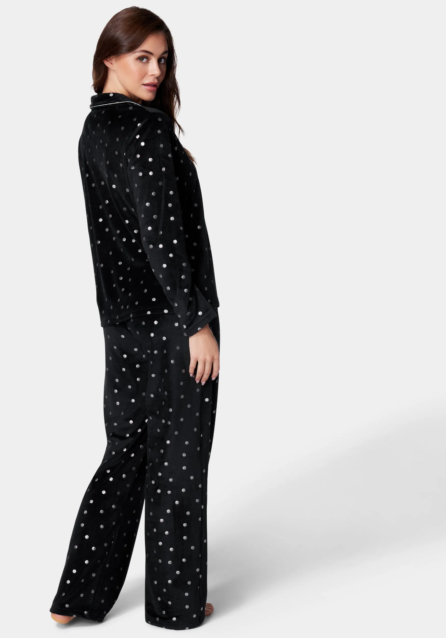 Silver Foil Plush Pajama Set sold by Bebe product image thumbnail 3