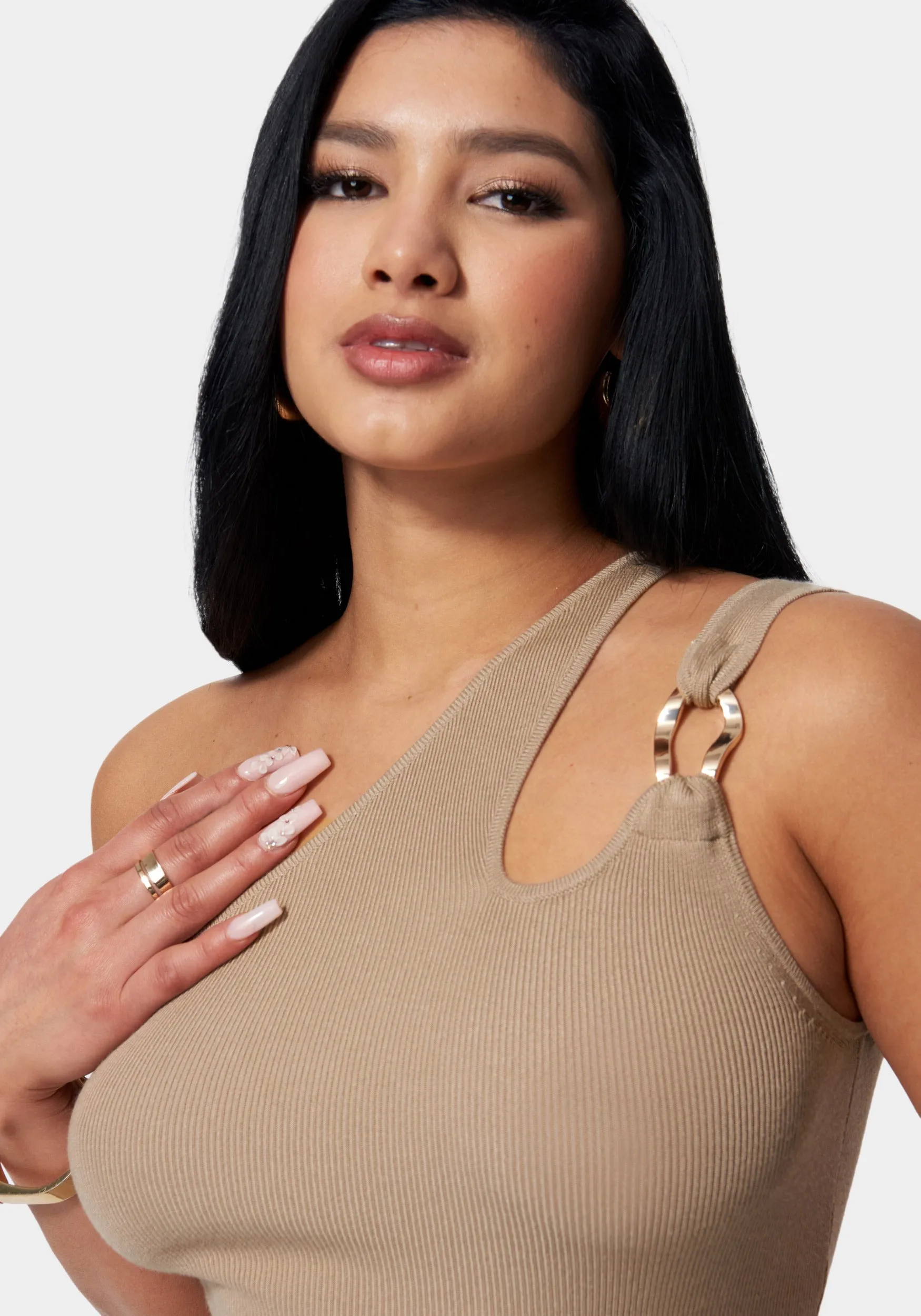 One Shoulder Ring Detail Sweater sold by Bebe product image thumbnail 4