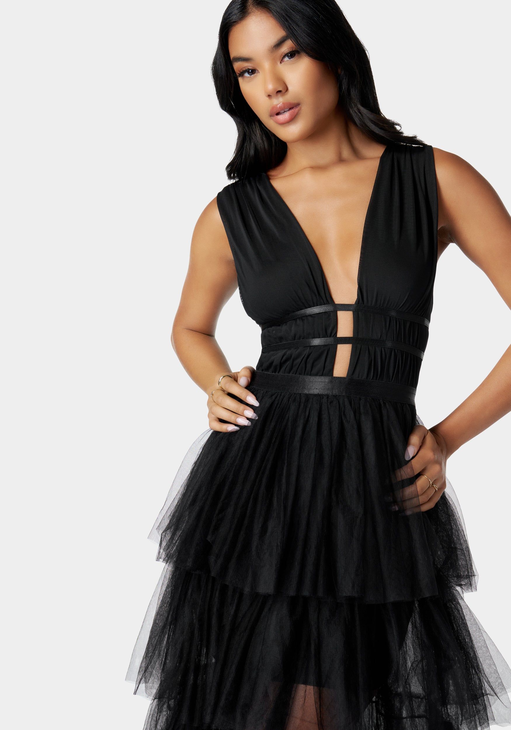 Tiered High Low Mesh Dress sold by Bebe product image thumbnail 4