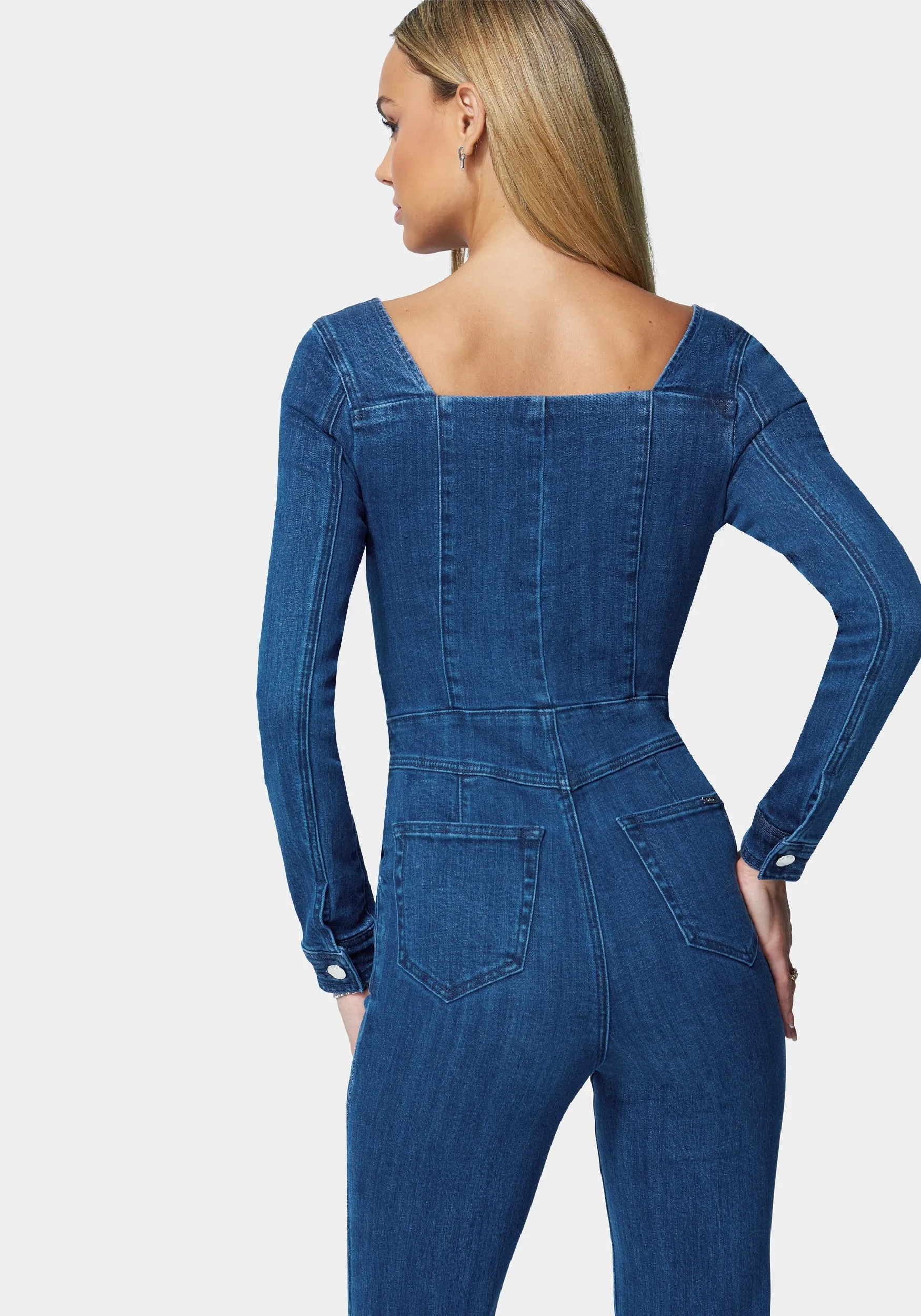 Multistitch Wide Leg Denim Jumpsuit sold by Bebe product image thumbnail 3
