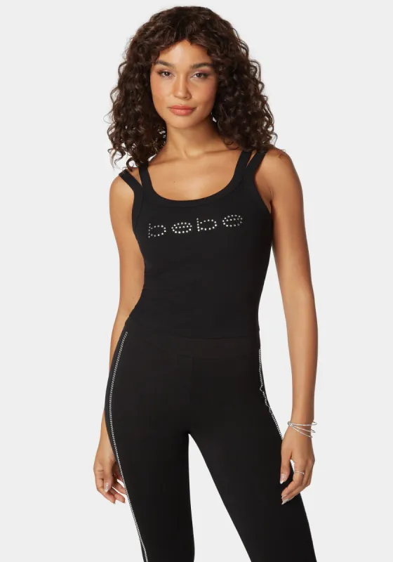 Bebe Logo Double Strap Single Stone Rib Top sold by Bebe