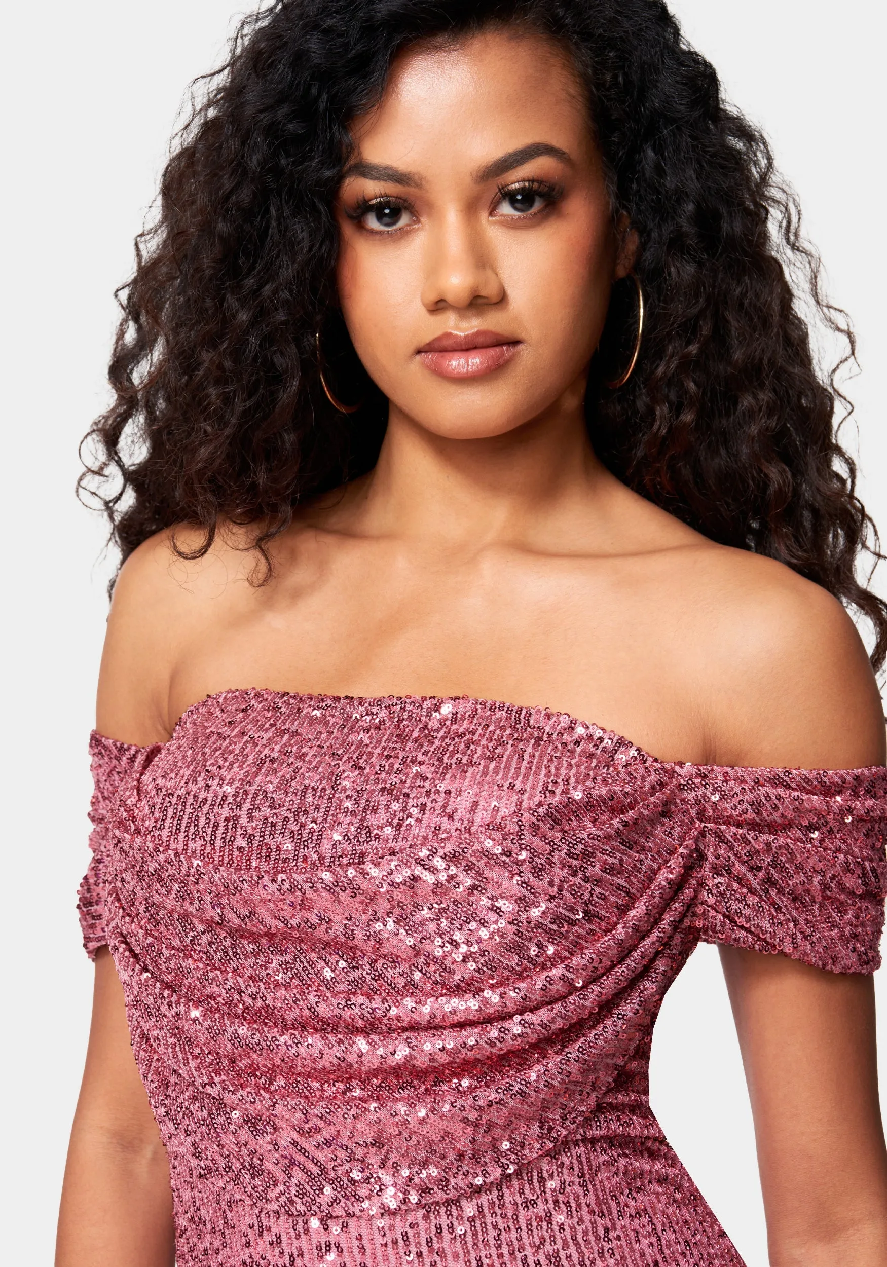 Sequin Drapey Ruched Mini Dress sold by Bebe product image thumbnail 4