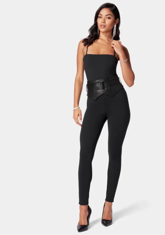 Removable Vegan Leather Belt Catsuit sold by Bebe