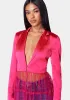 Satin Tailored Jacket With Tulle Hem sold by Bebe