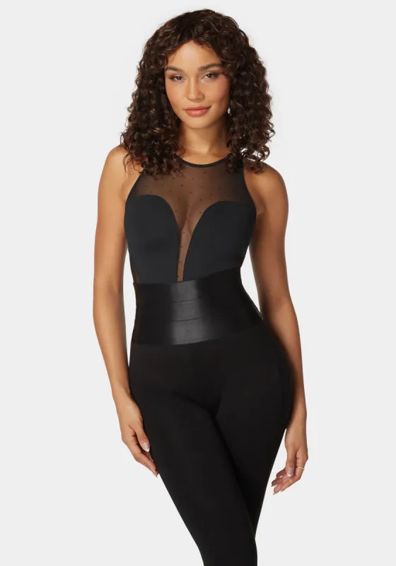 Second Skin Combo Swiss Dot Vneck Bodysuit sold by Bebe