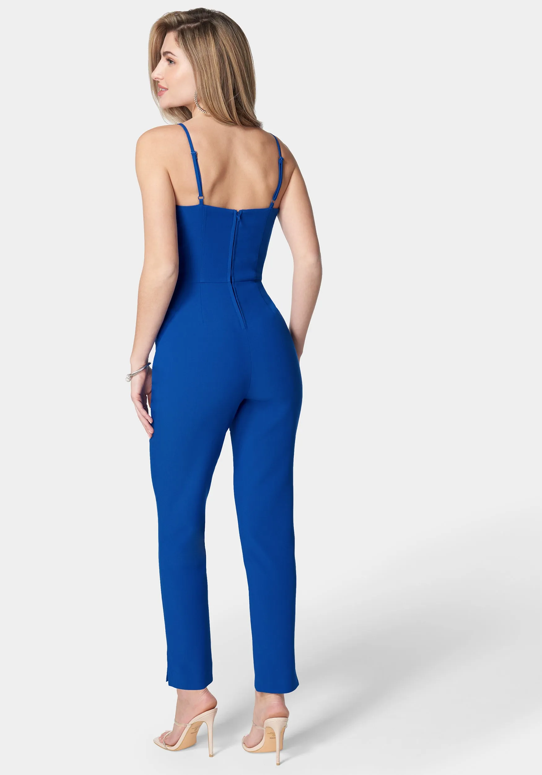 Lace Up Neckline Slim Leg Jumpsuit sold by Bebe product image thumbnail 3