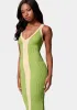 Color Block V-Neck Midi Dress sold by Bebe