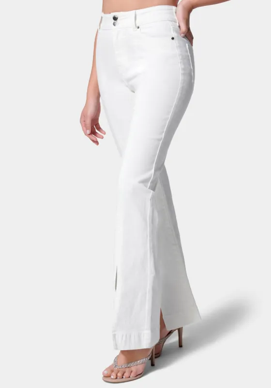 High Waist Front Slit Wide Leg Jeans sold by Bebe