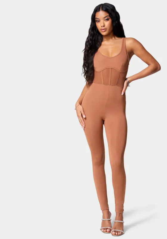 Mesh Detail Catsuit sold by Bebe