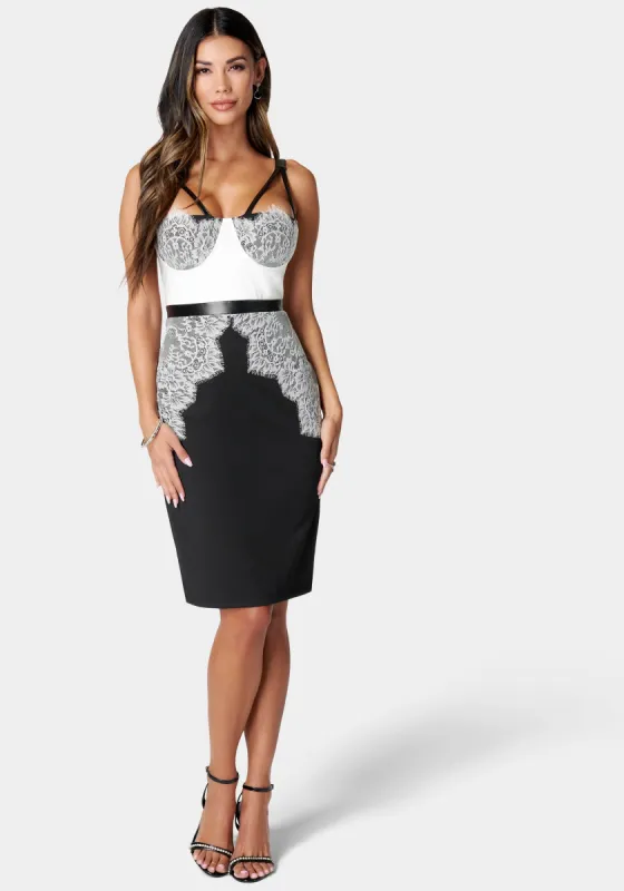 Color Block Bustier Midi Dress sold by Bebe