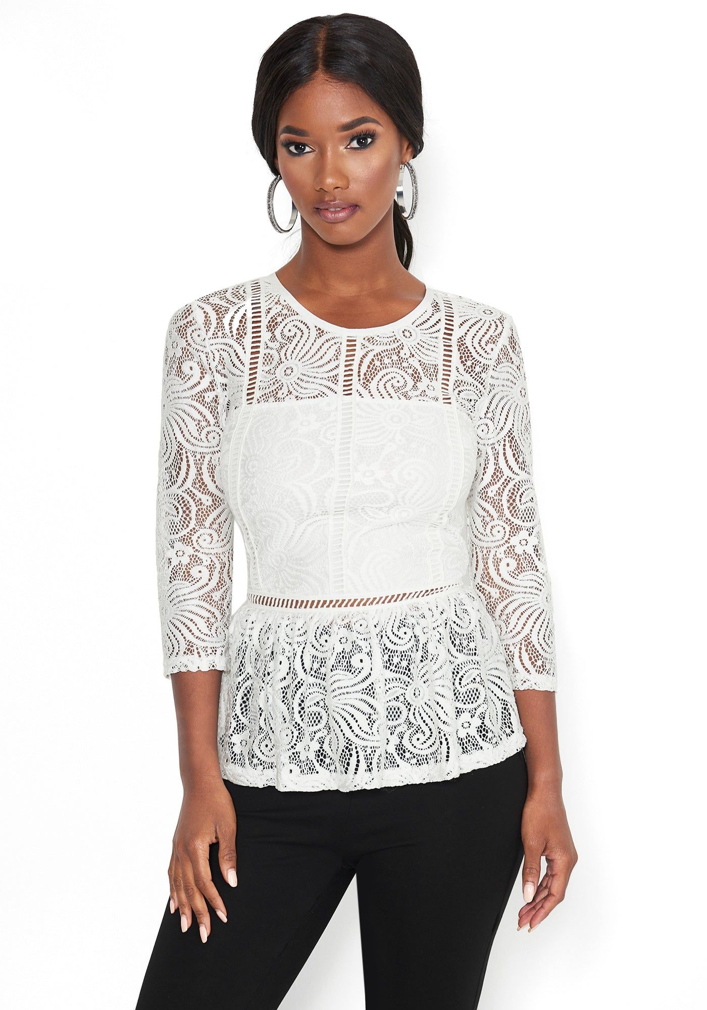 Lace Peplum Top sold by Bebe product image thumbnail 2