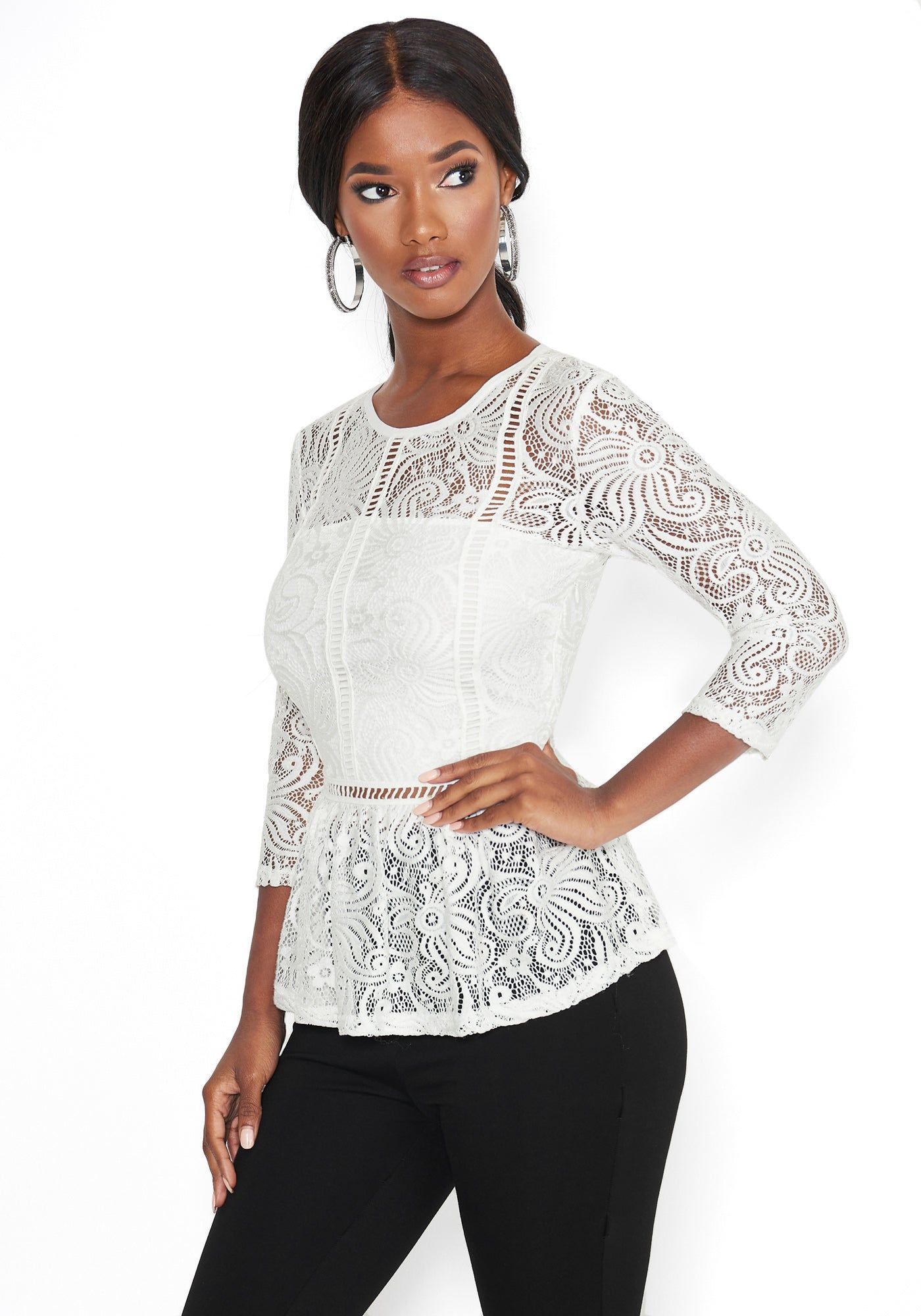 Lace Peplum Top sold by Bebe product image thumbnail 3