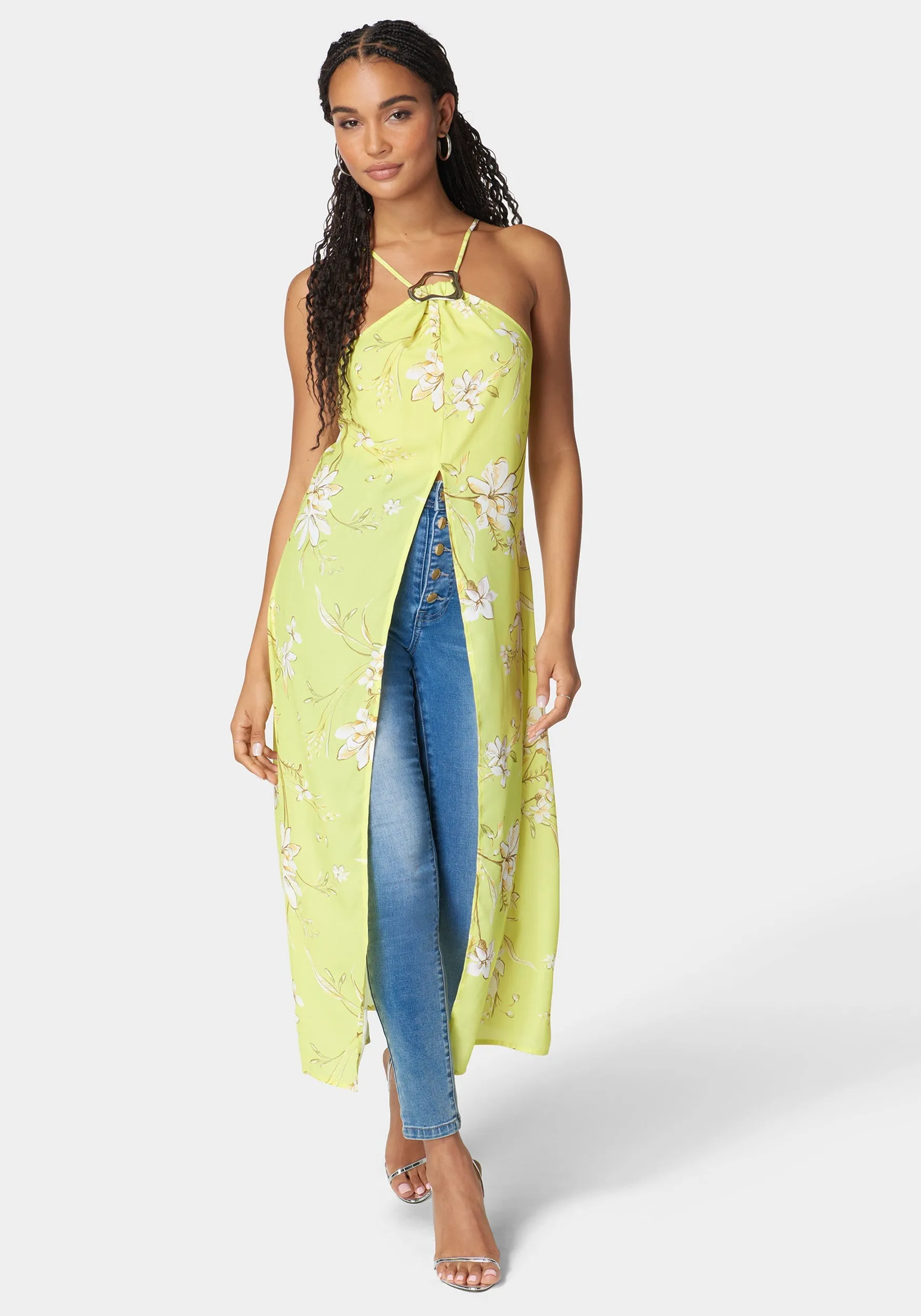 Neck Trim Slit Front Halter Top sold by Bebe