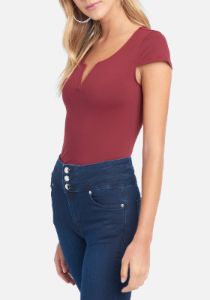 Short Sleeve Plunge Knit Top sold by Bebe