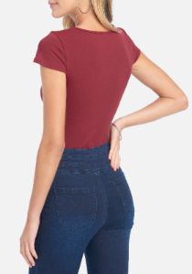 Short Sleeve Plunge Knit Top sold by Bebe
