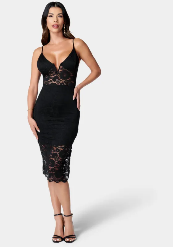 Lace-Up Back Midi Dress sold by Bebe