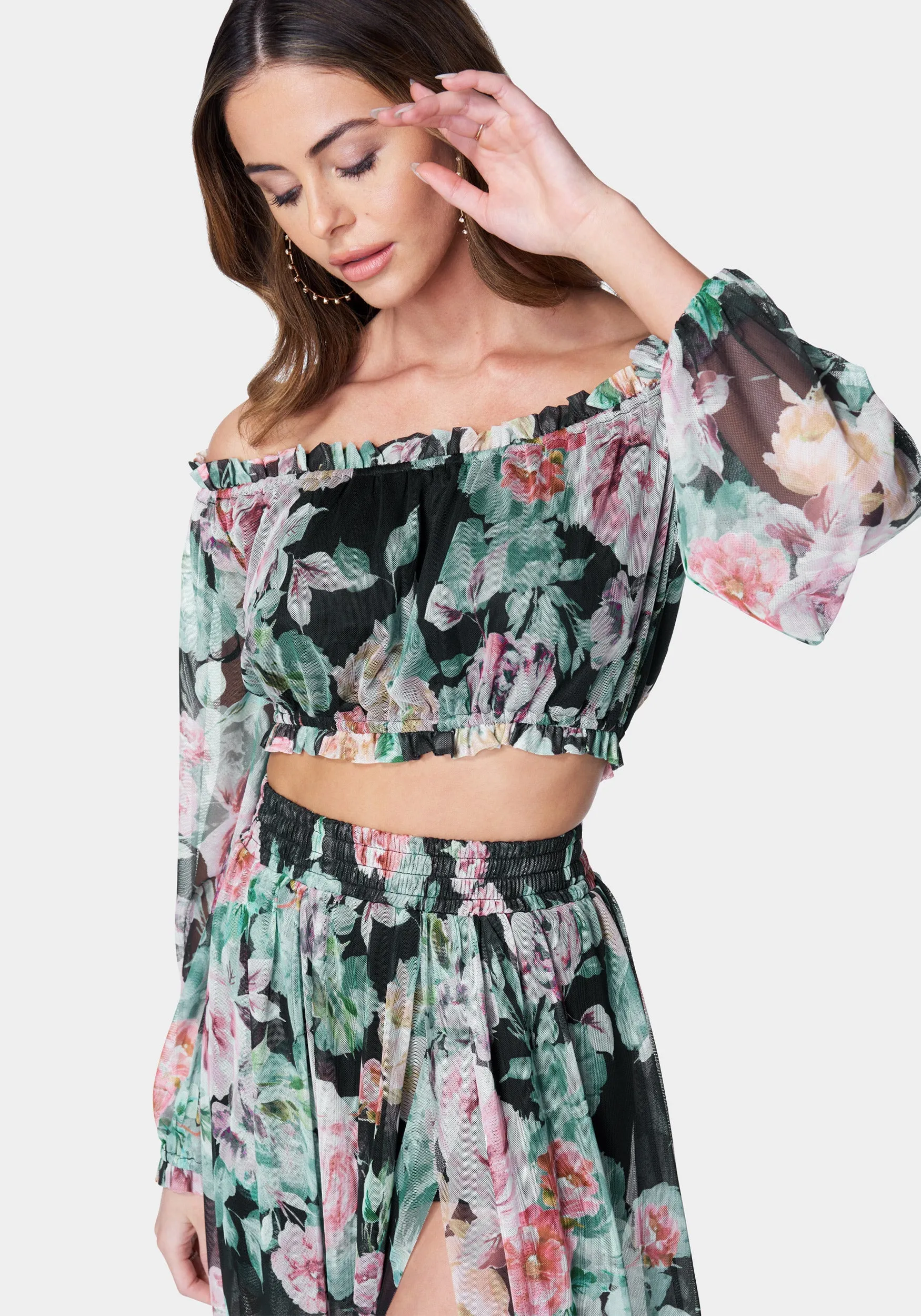 Printed Mesh Two Piece Dress sold by Bebe product image thumbnail 4