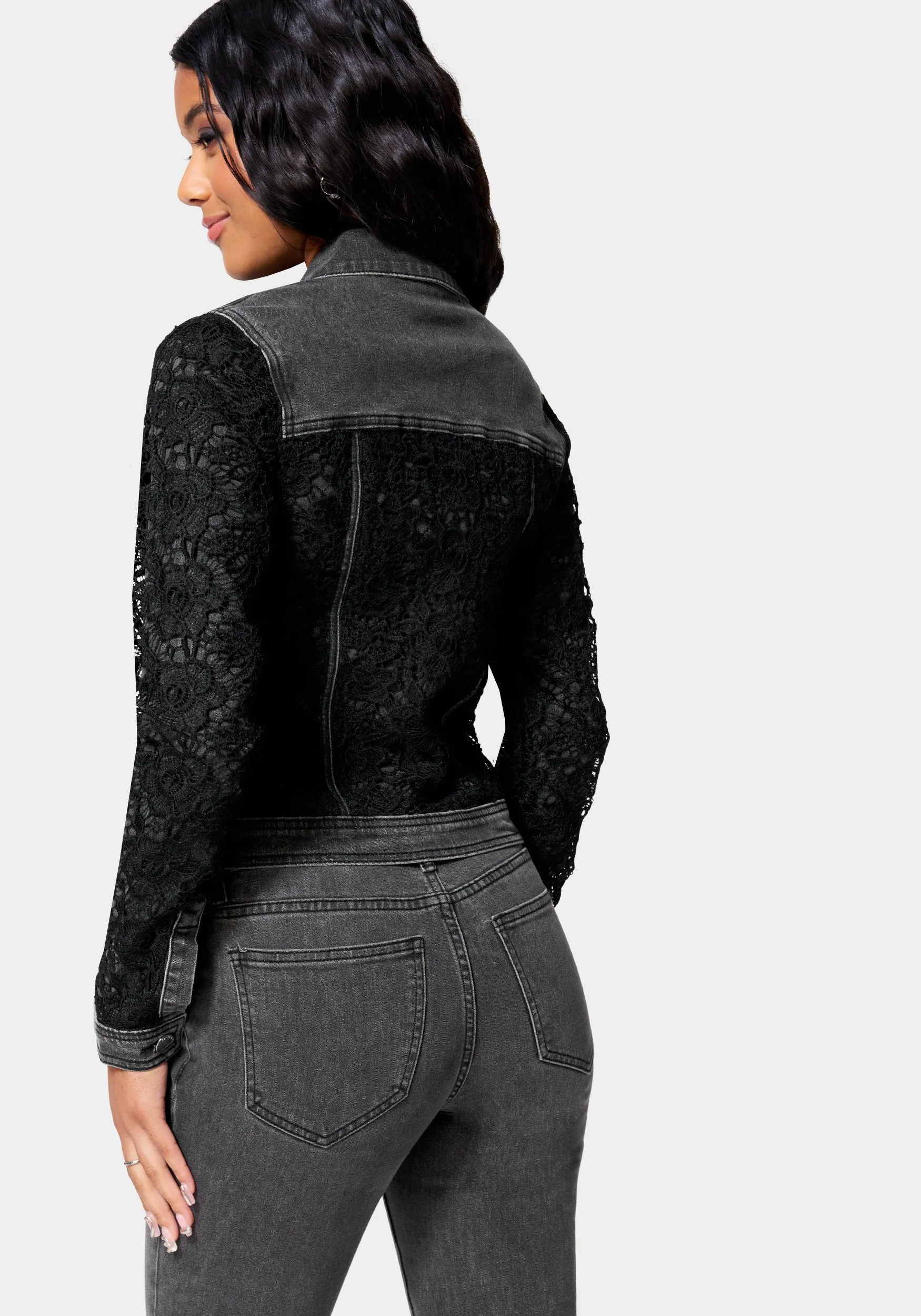 Lace Combo Denim Jacket sold by Bebe product image thumbnail 3