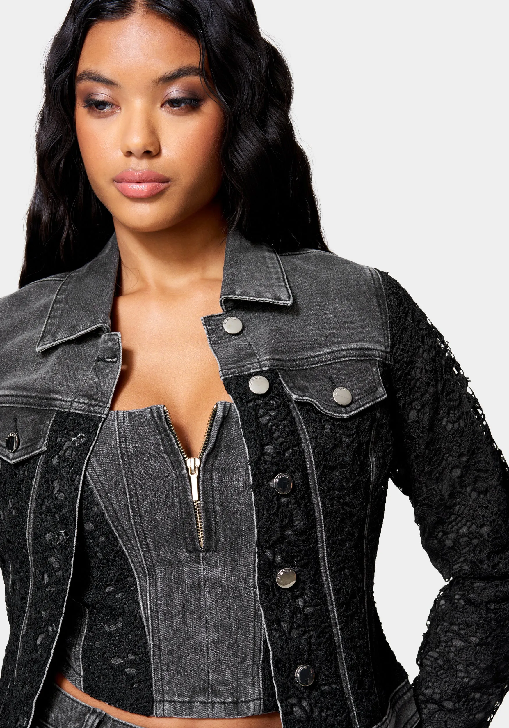 Lace Combo Denim Jacket sold by Bebe product image thumbnail 4