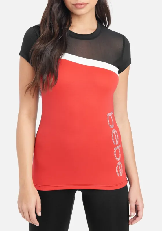 Bebe Logo Mesh Combo Tee sold by Bebe