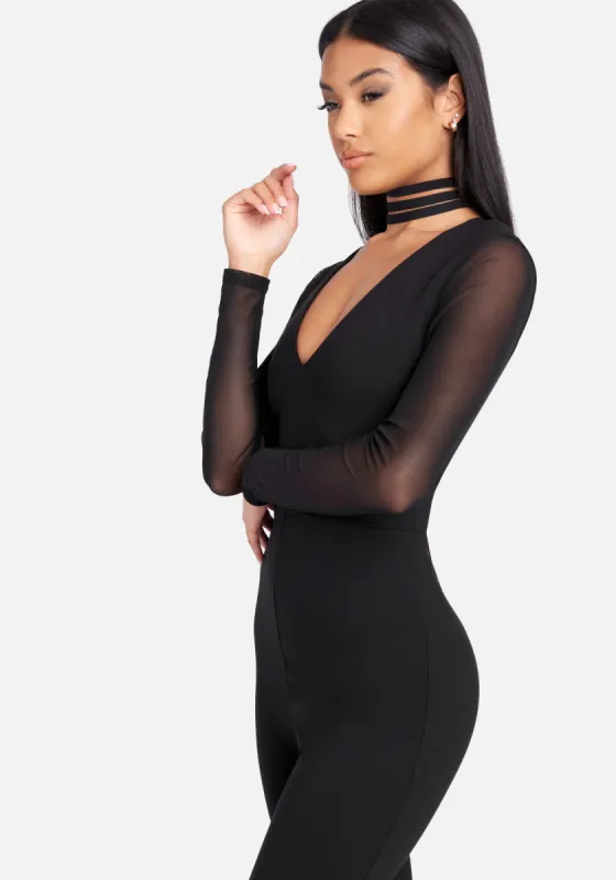 Choker Neck Catsuit sold by Bebe