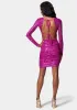 Open Back Sparkle Mini Dress sold by Bebe
