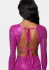 Open Back Sparkle Mini Dress sold by Bebe