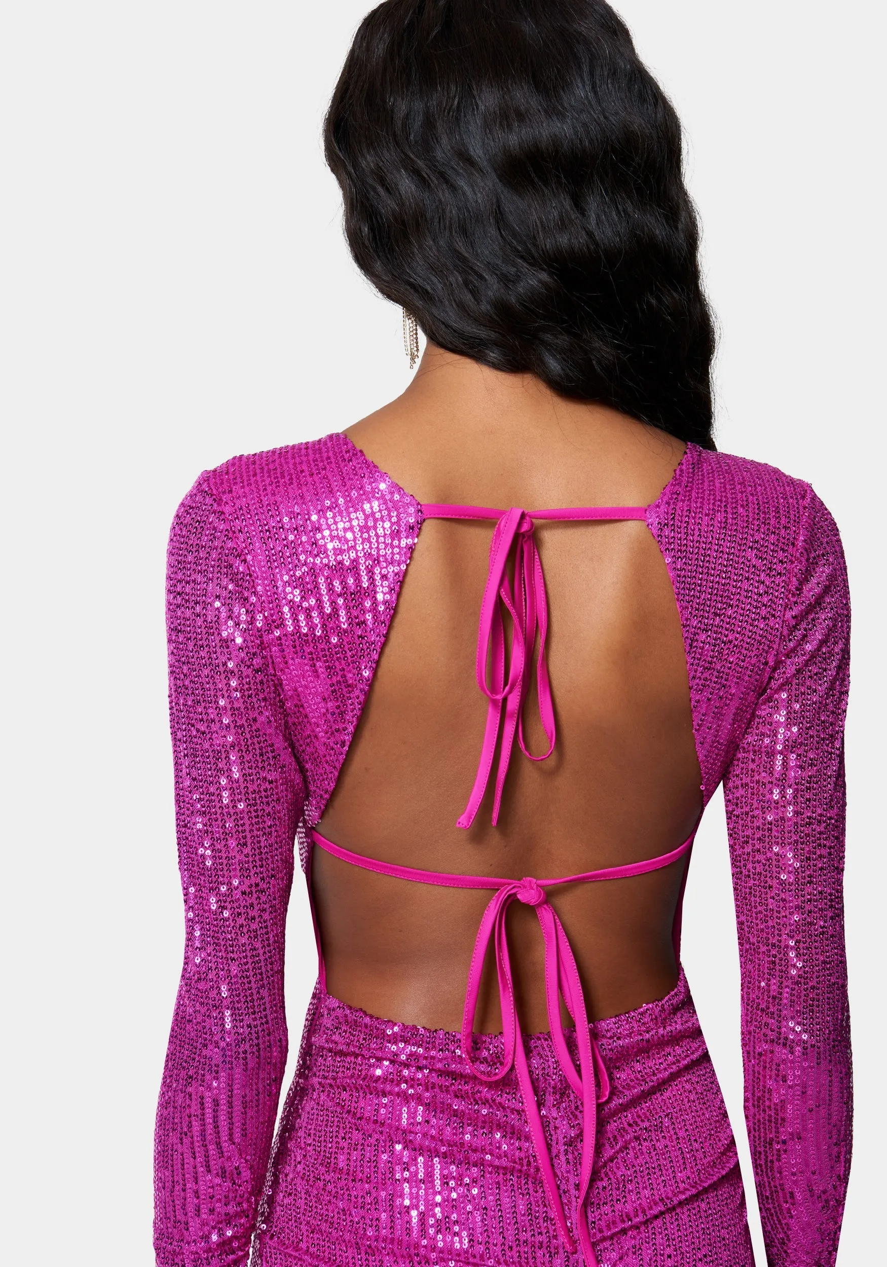 Open Back Sparkle Mini Dress sold by Bebe product image thumbnail 4