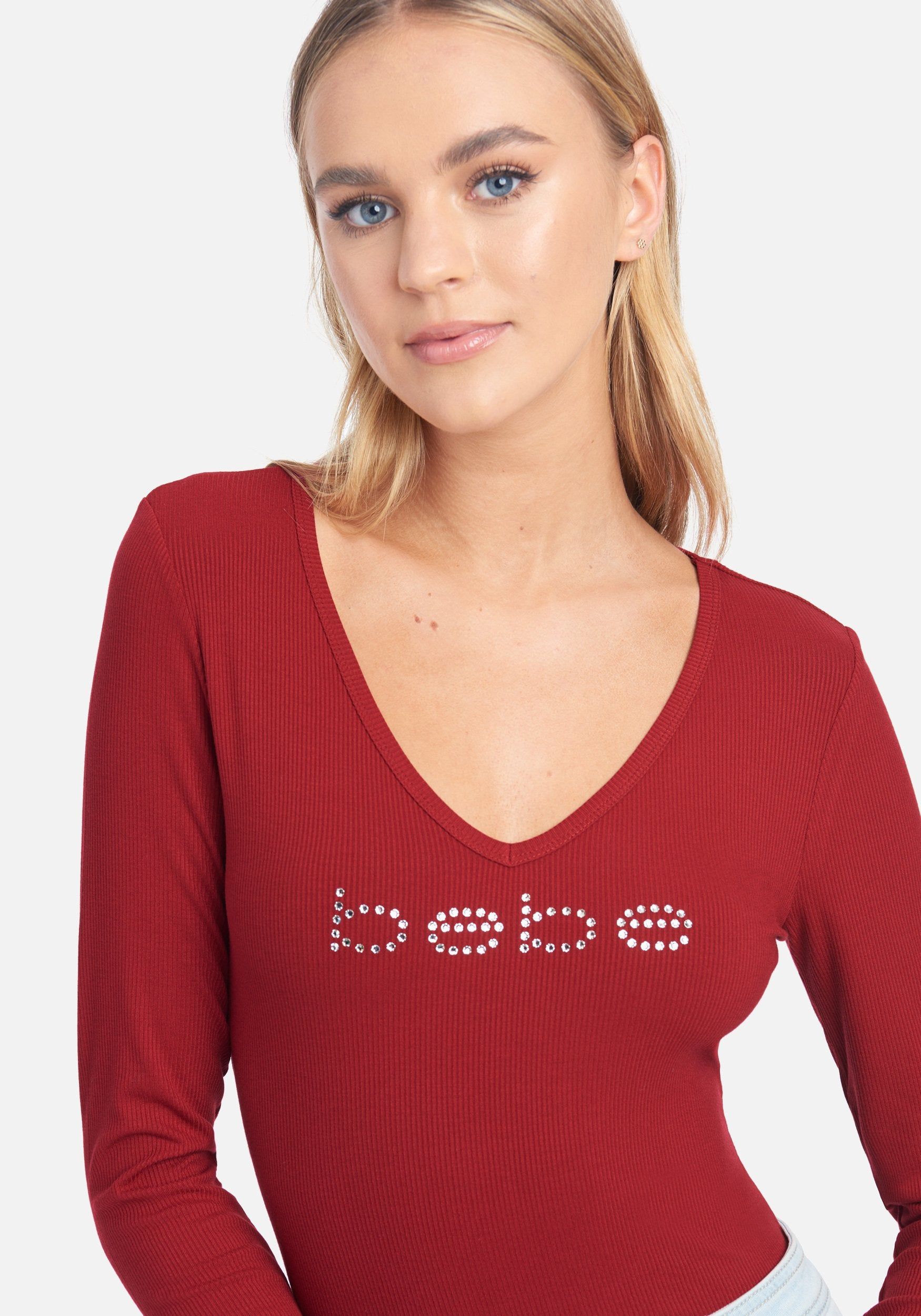 Crystal Logo V-Neck Long Sleeve Tee sold by Bebe product image thumbnail 4