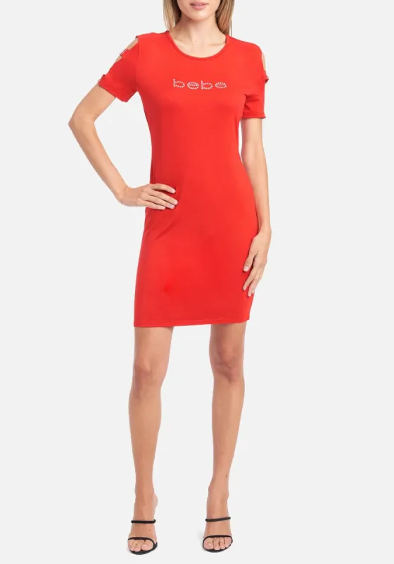 Bebe Logo Cold Shoulder Cutout Dress sold by Bebe