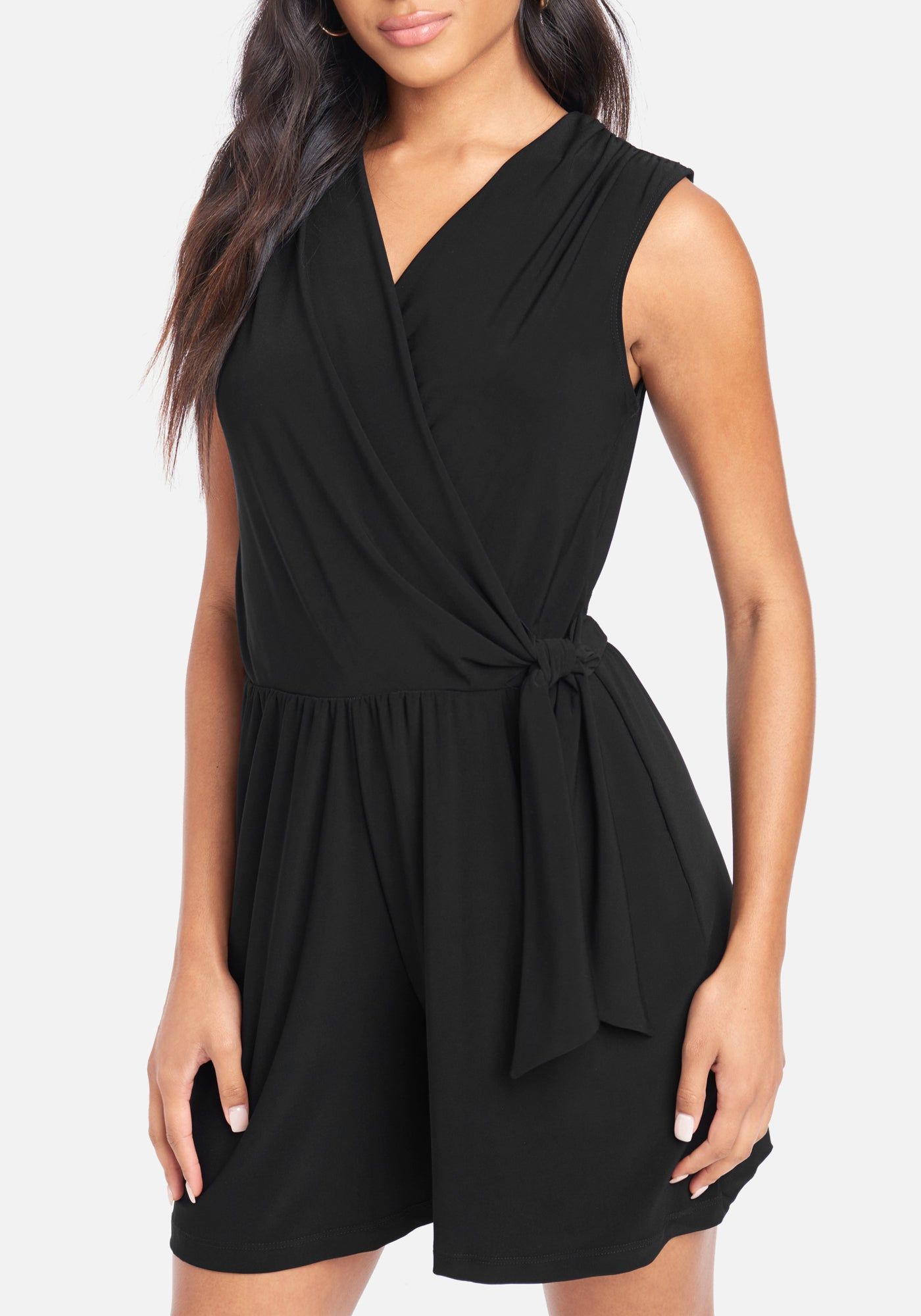 Surplice Wrap Romper sold by Bebe