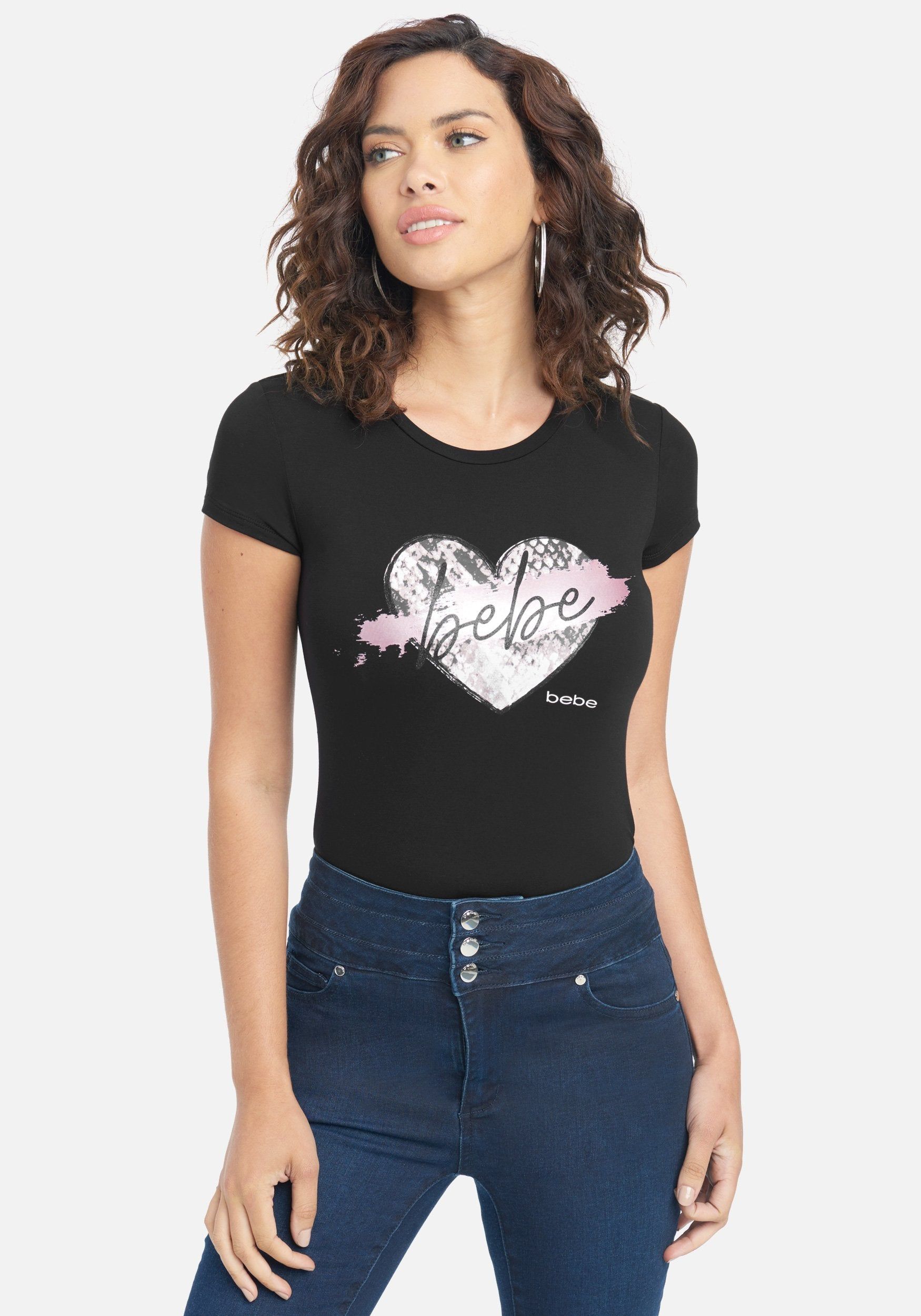 Bebe Logo Cursive Heart Tee sold by Bebe