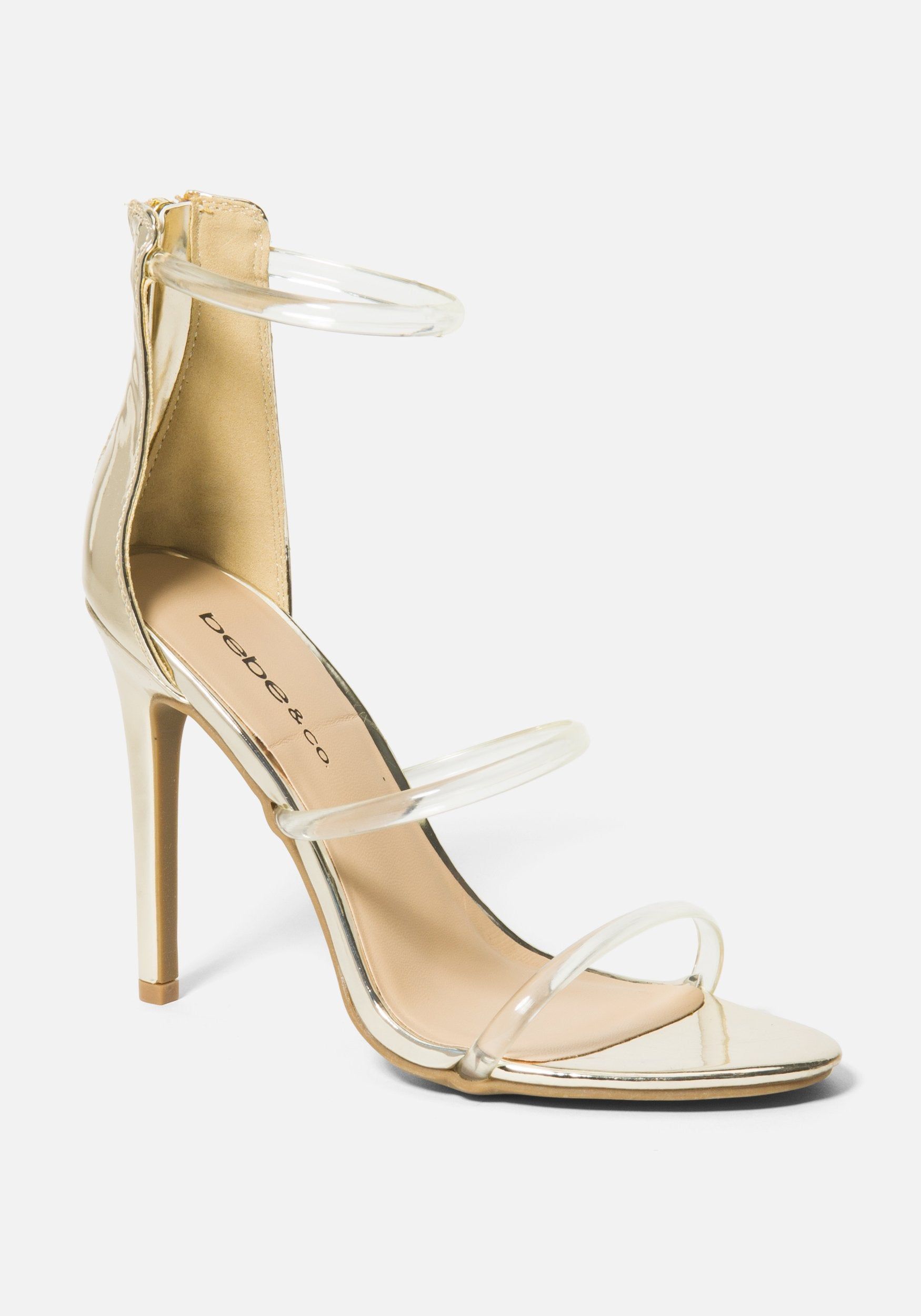 Berdine C Clear Strappy Heels sold by Bebe