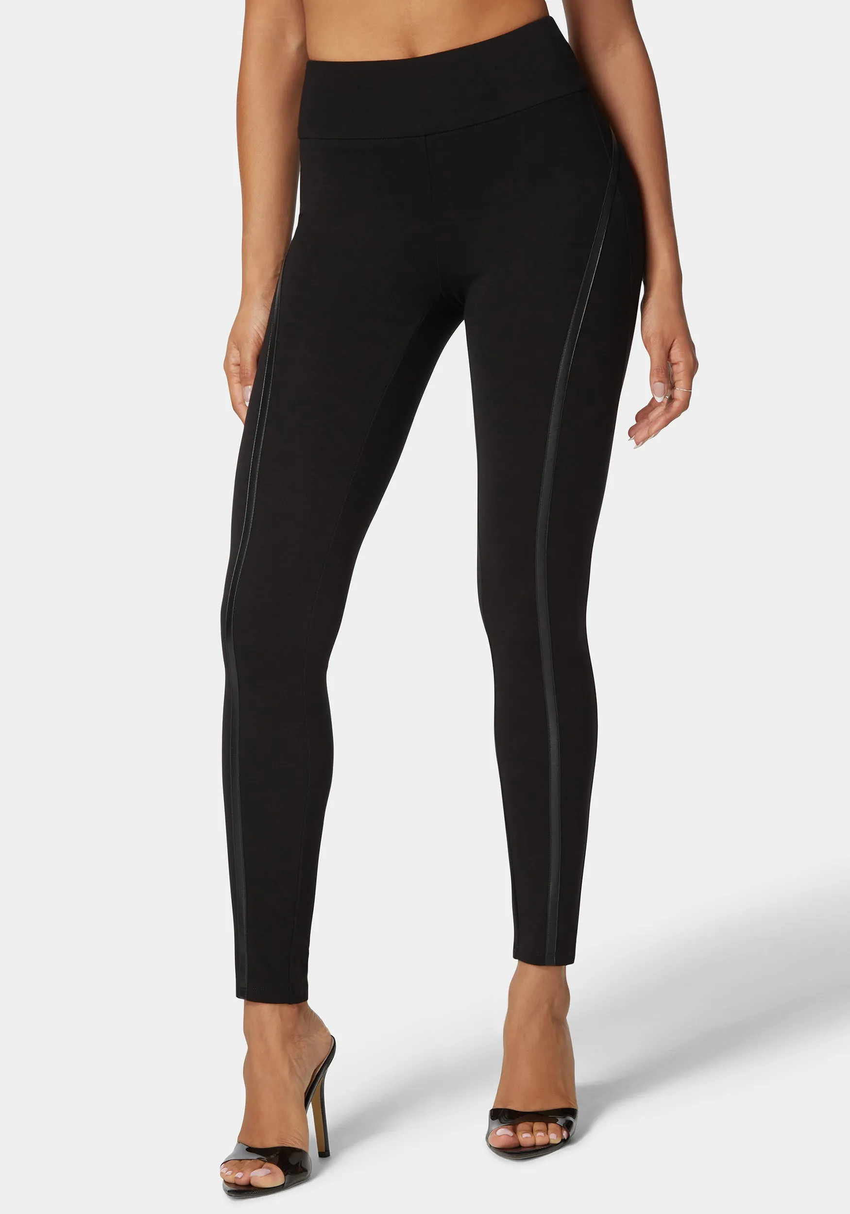 High Waist Vegan Leather Details Pdr Legging sold by Bebe