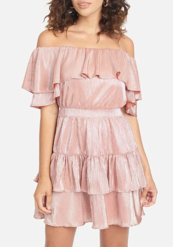 Off Shoulder Tiered Dress sold by Bebe