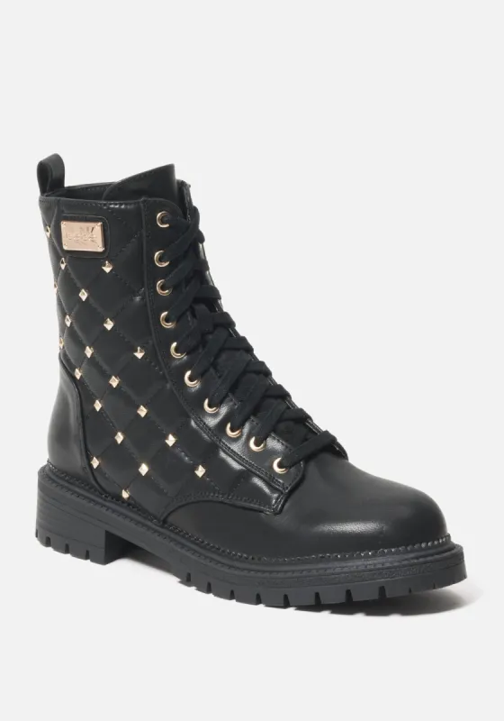 Dorienne B Quilted Combat Boots sold by Bebe