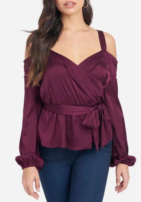 Off The Shoulder Surplice Top sold by Bebe