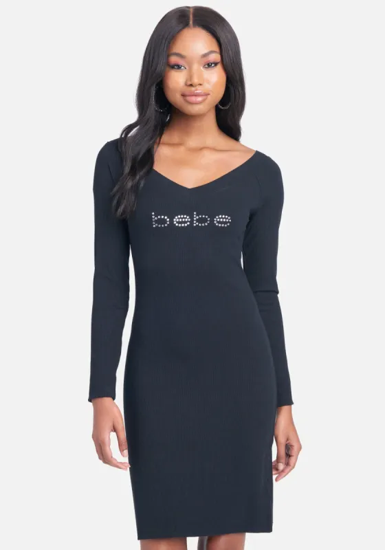 Crystal Logo Long Sleeve Dress sold by Bebe