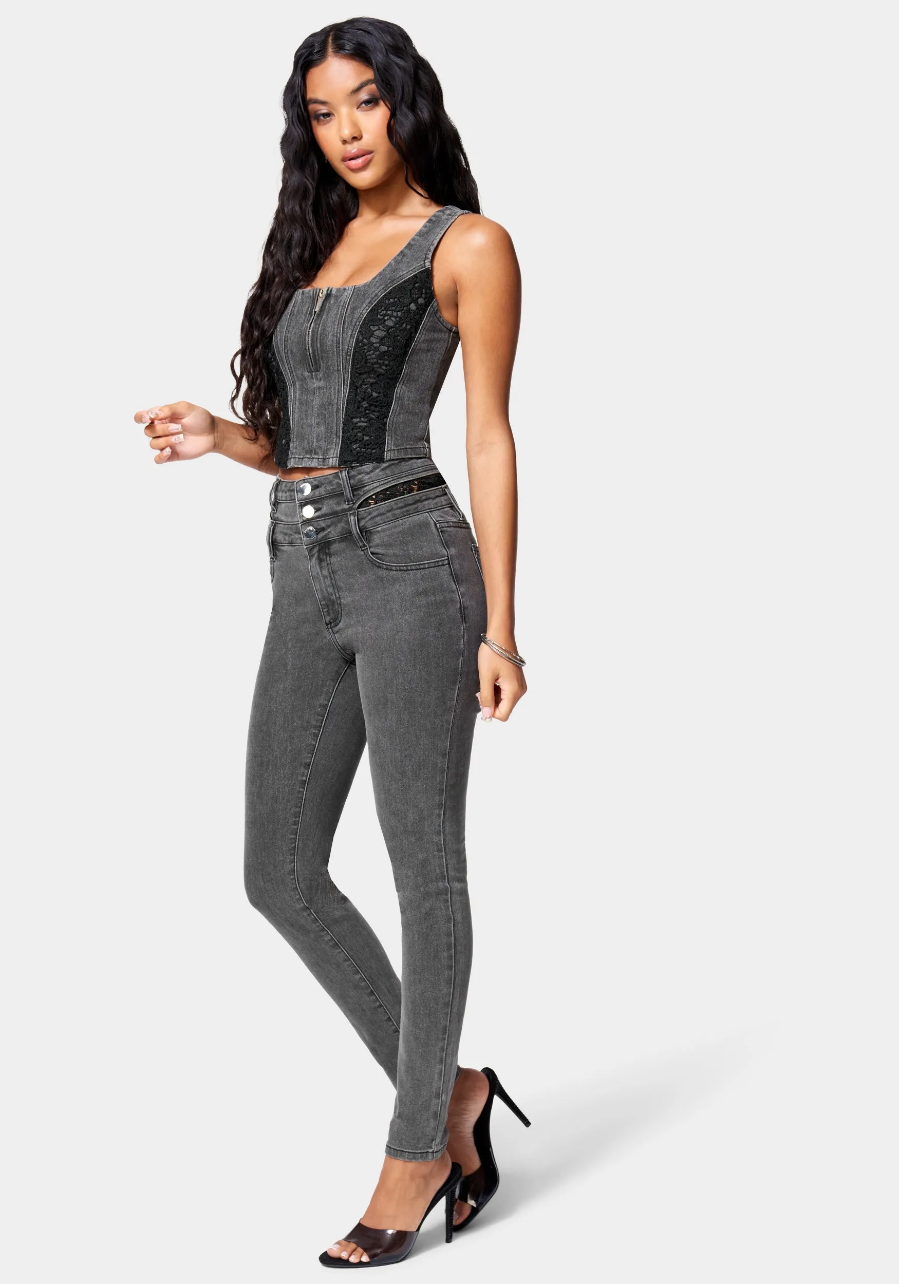 Lace Insert Skinny Jean sold by Bebe product image thumbnail 2