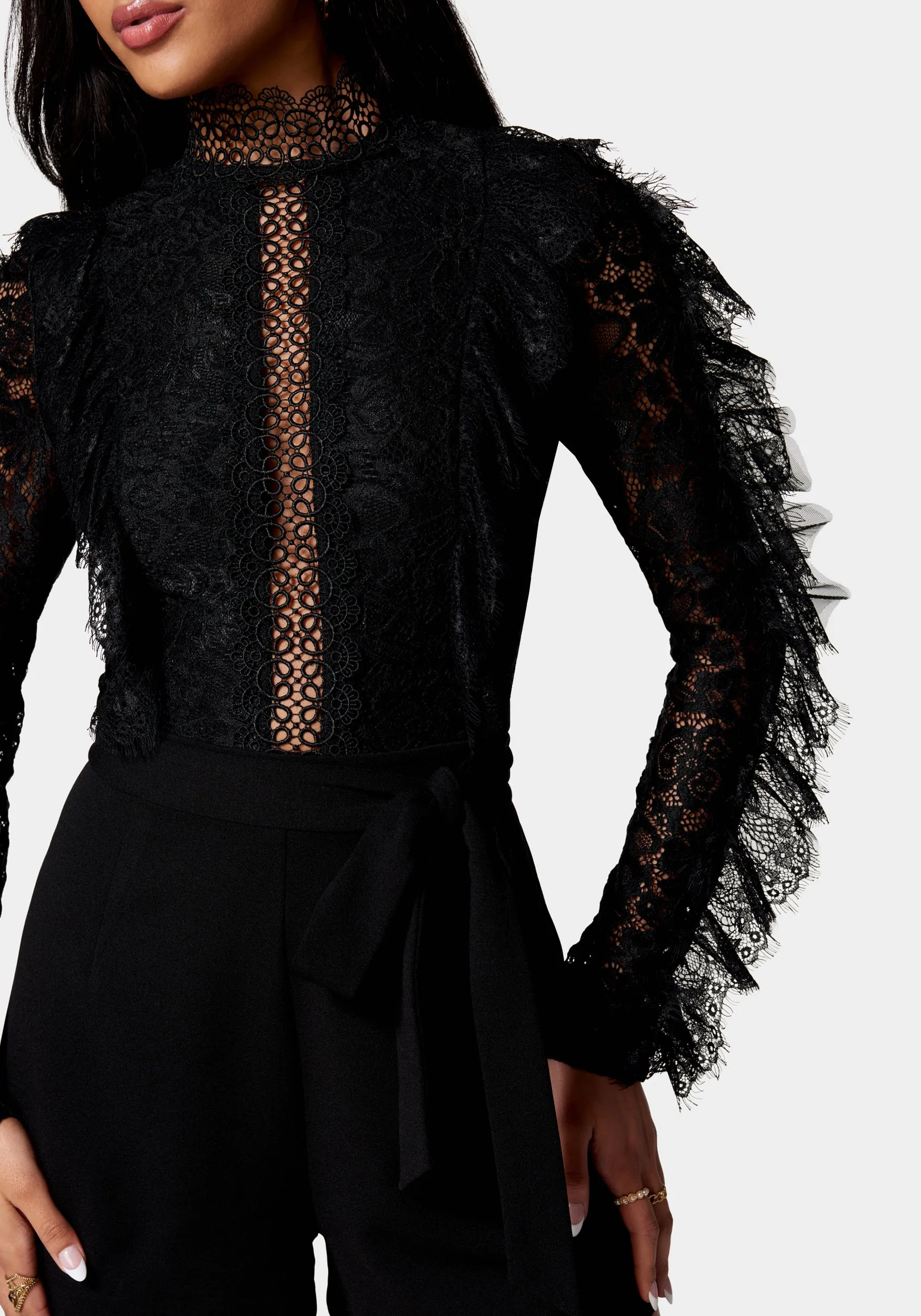 Ruffle Lace Romper sold by Bebe product image thumbnail 4