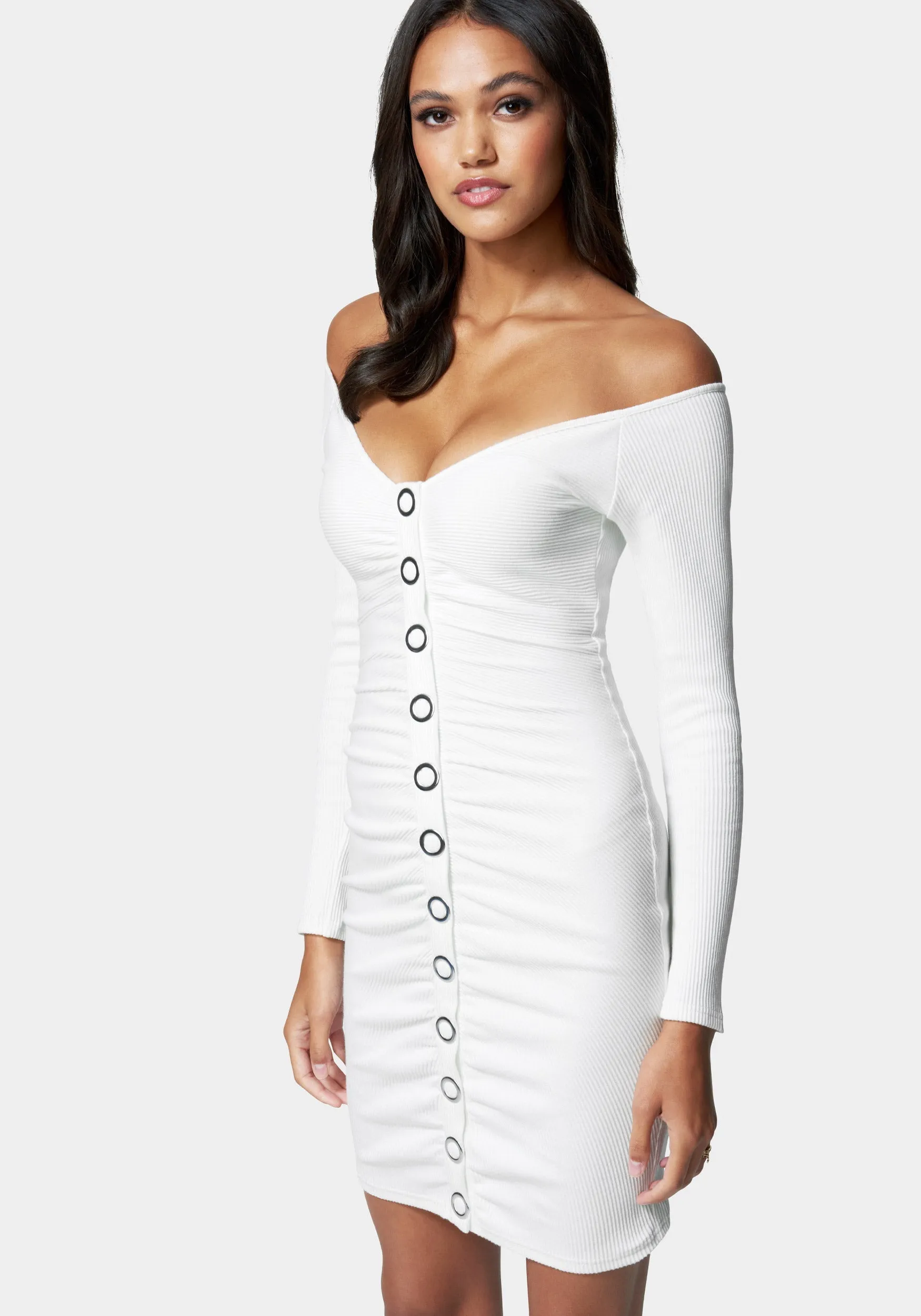 Rib Knit Snap Jersey Dress sold by Bebe product image thumbnail 2